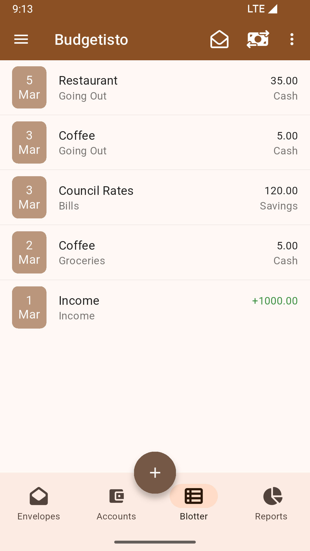 Budgetisto App - Transaction History